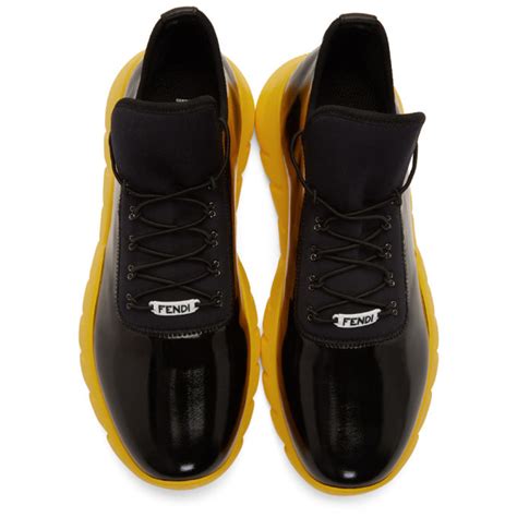 fendi tech sneakers black and yellow|Fendi.